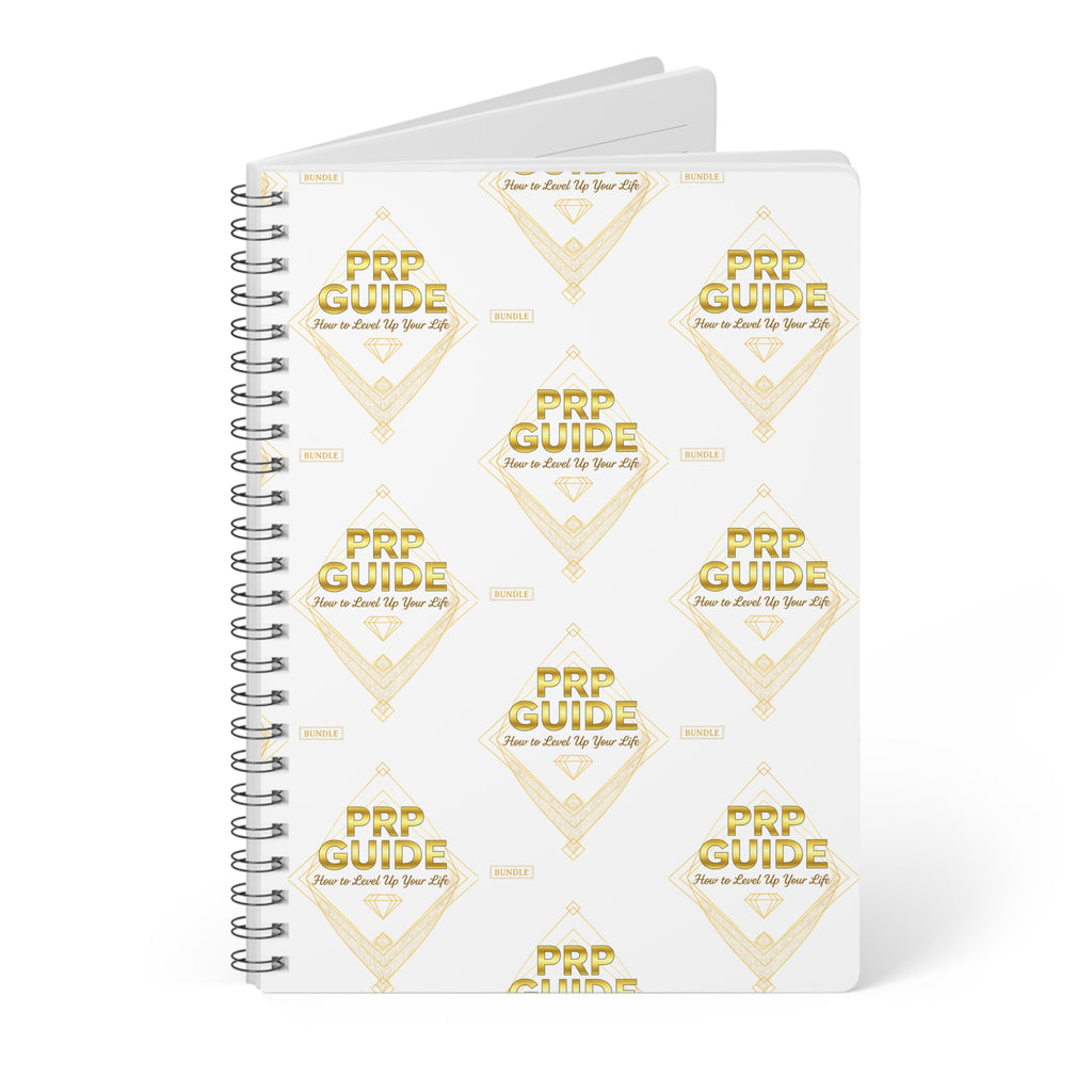 Level Up Pattern Spiral Journal | Gold Logo
