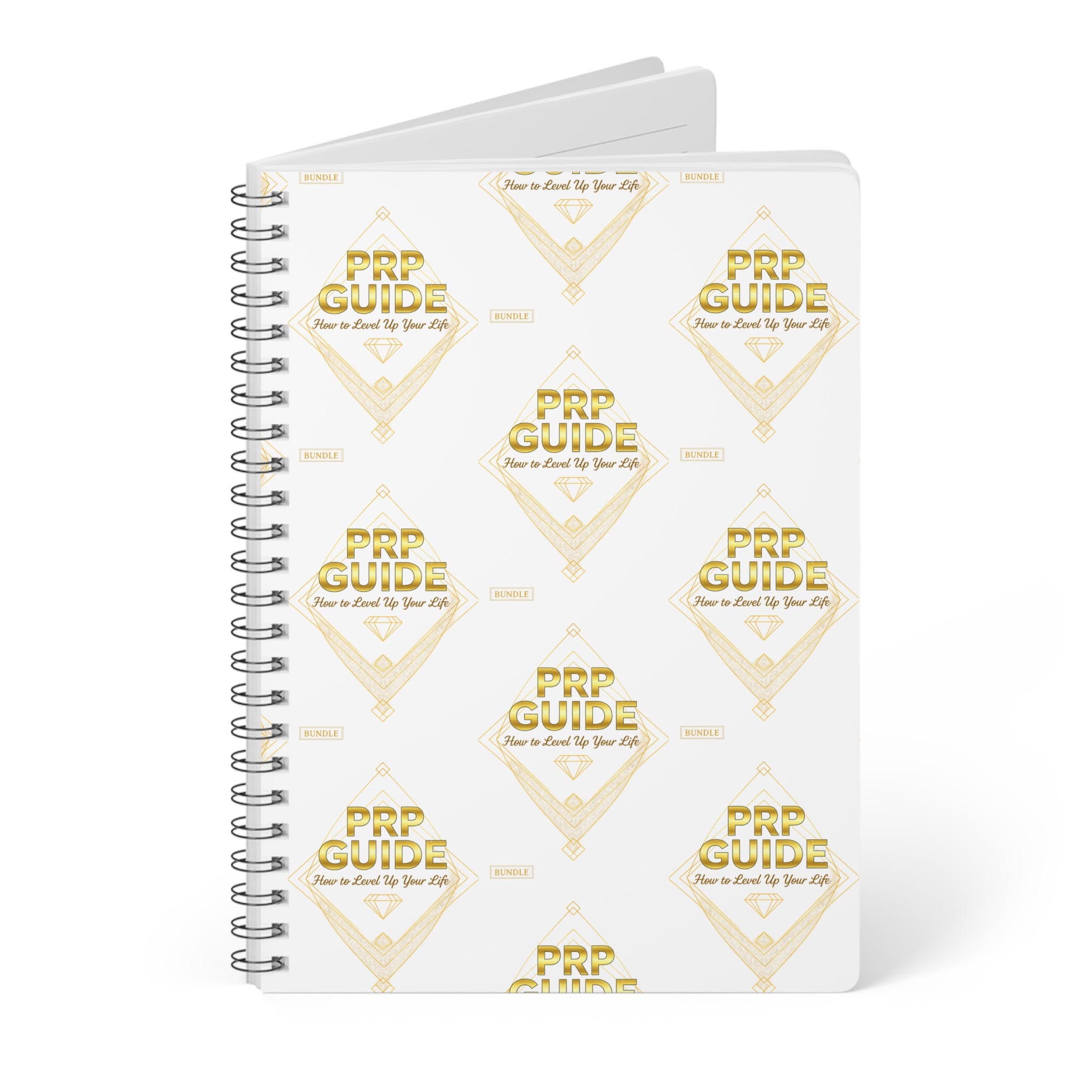 Level Up Pattern Spiral Journal | Gold Logo