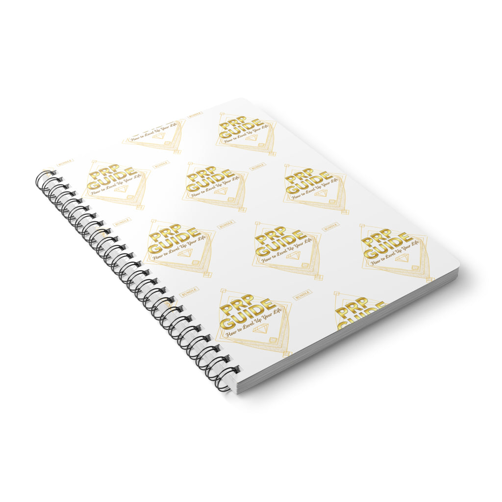Level Up Pattern Spiral Journal | Gold Logo